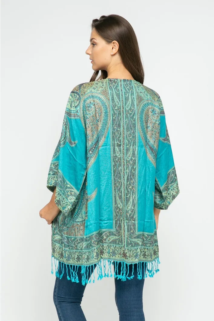 Embroidered Tapestry Jacket ~ Turquoise