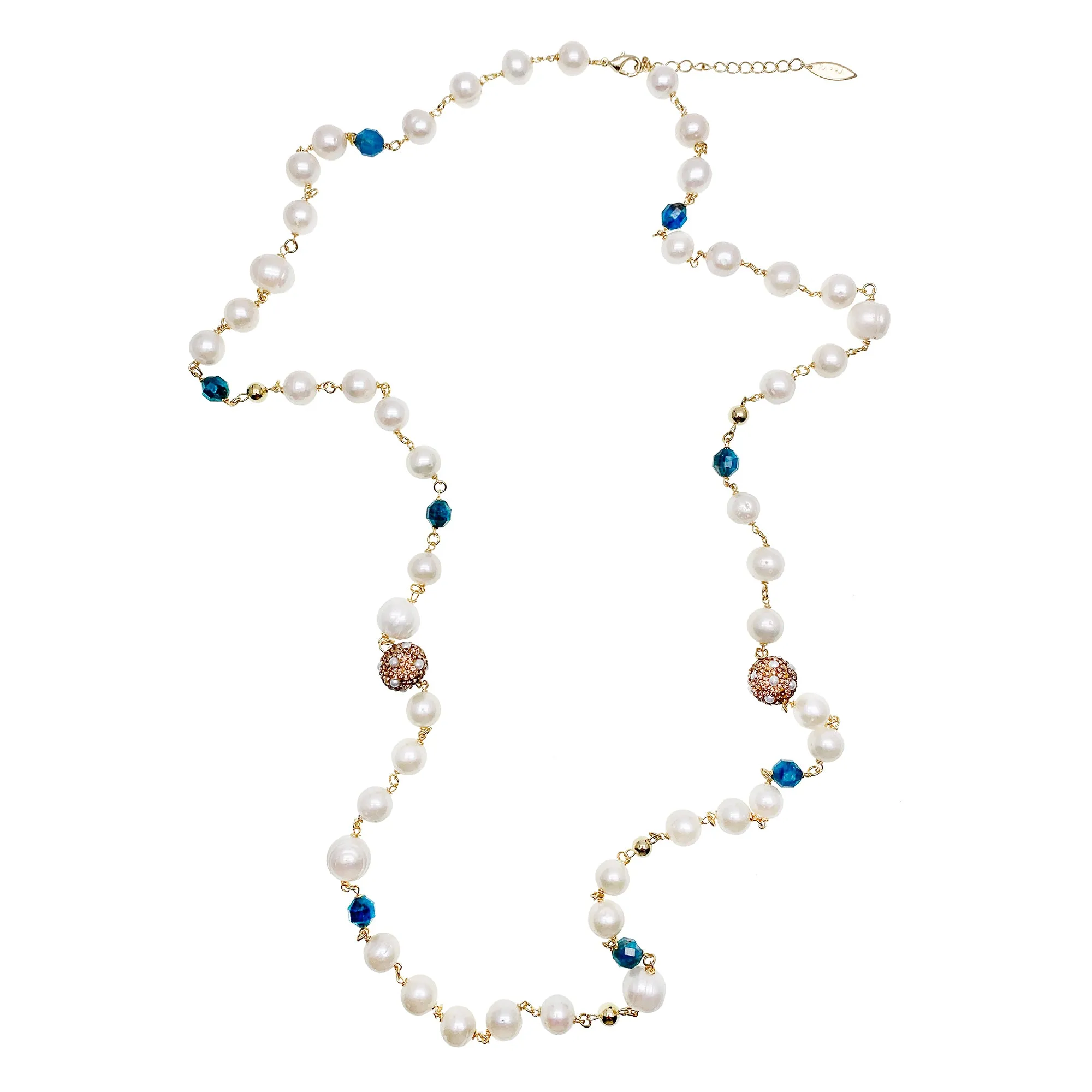 Freshwater Pearls With Blue Apatite Multi-Way Necklace GN007