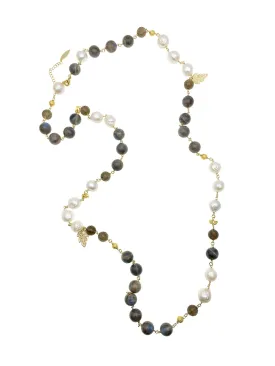 Freshwater Pearls With Labradorite Multi-way Necklace AN026