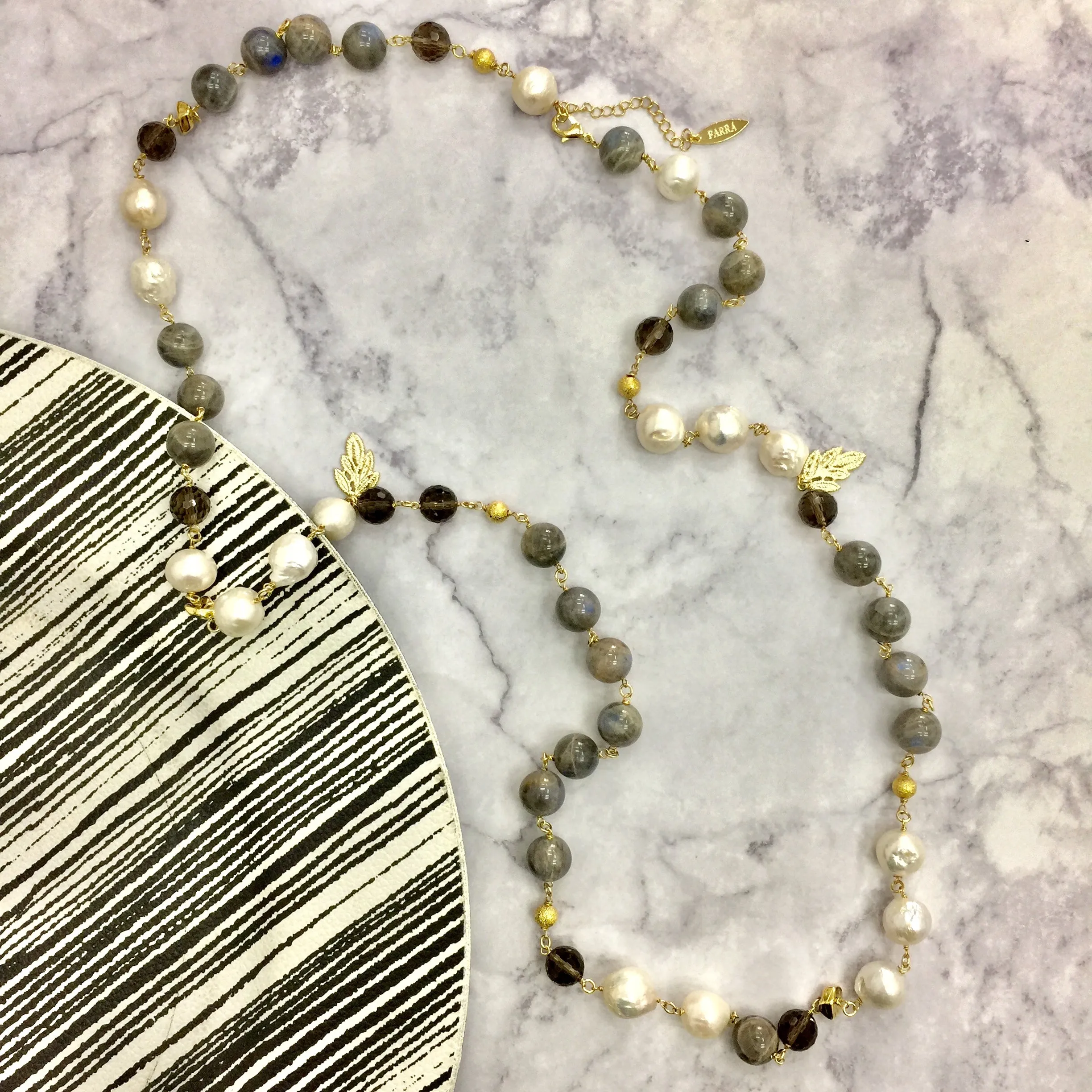 Freshwater Pearls With Labradorite Multi-way Necklace AN026