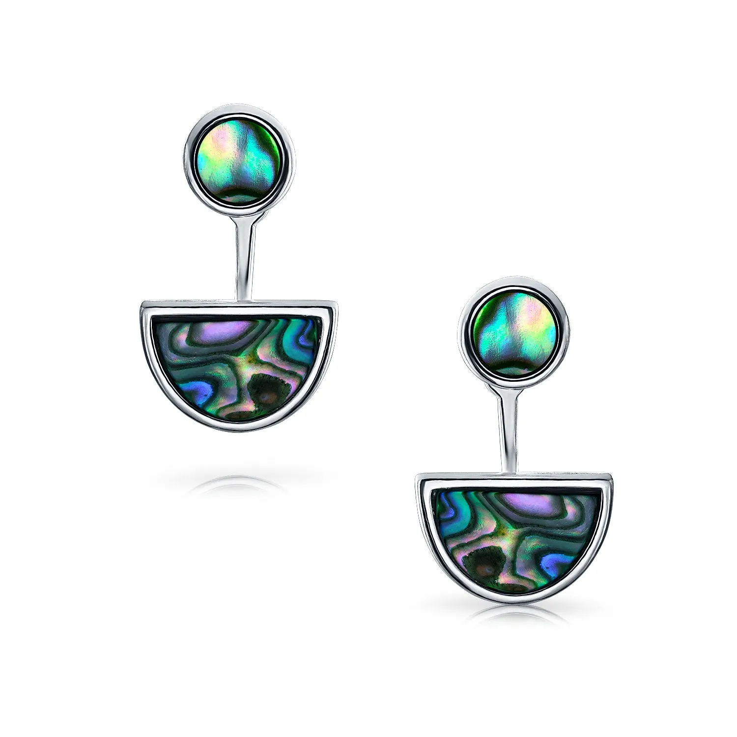 Geometric Abalone Shell Inlaid 1/2 Circle Bar Dangle Earrings Jacket