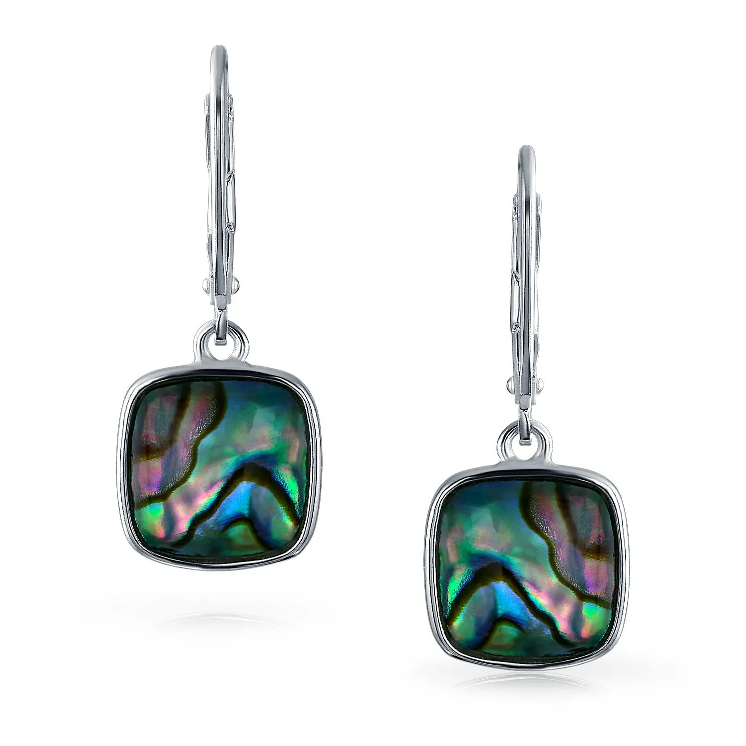 Geometric Abalone Shell Inlaid 1/2 Circle Bar Dangle Earrings Jacket