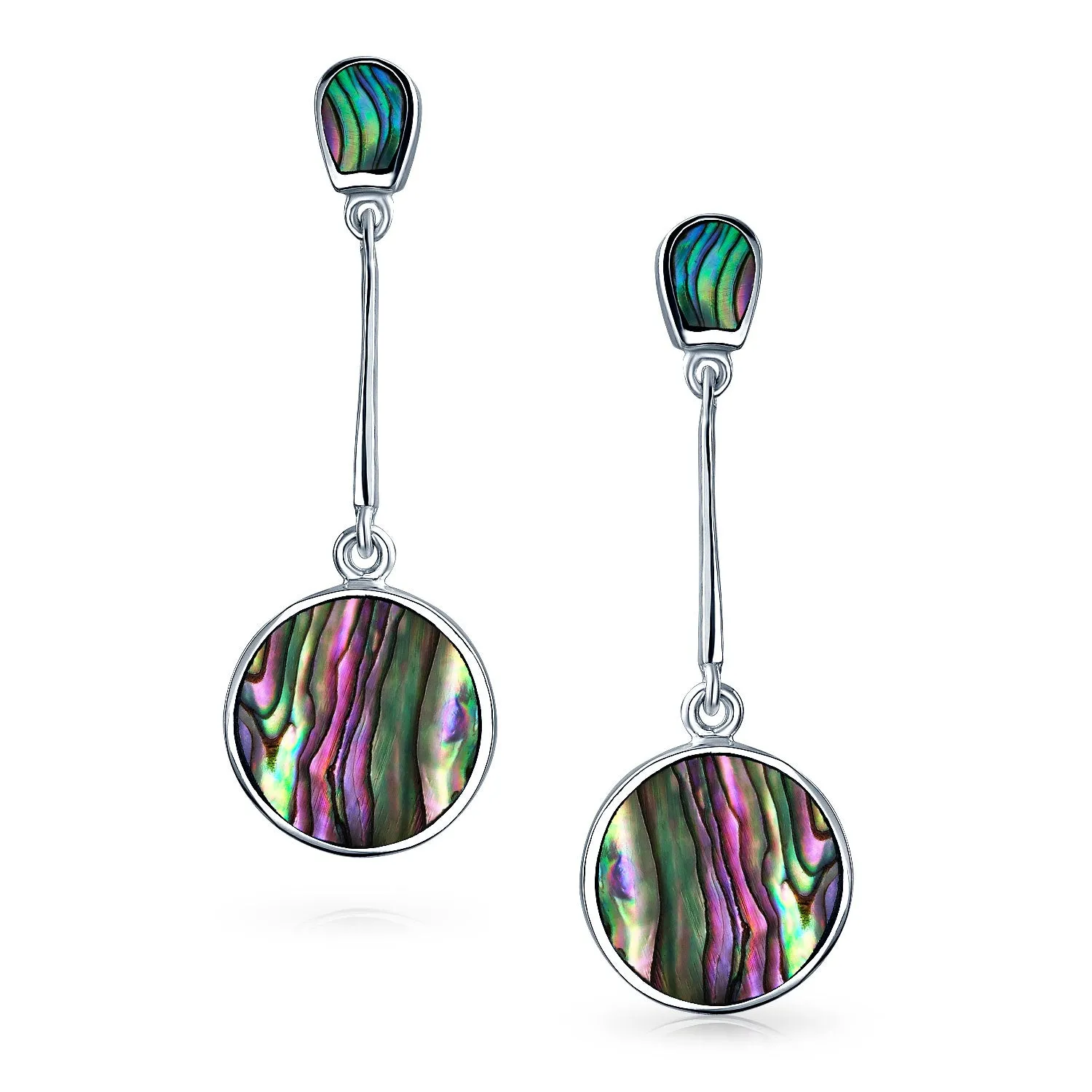 Geometric Abalone Shell Inlaid 1/2 Circle Bar Dangle Earrings Jacket