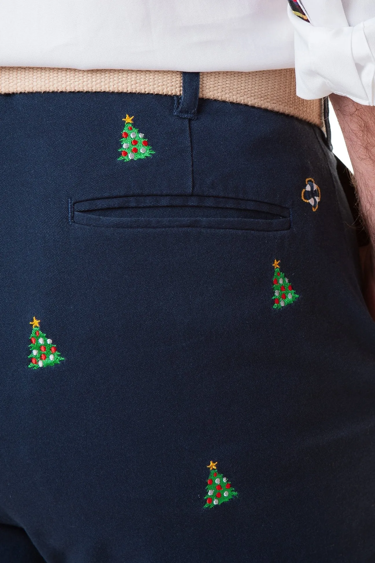 Harbor Pant Stretch Twill Nantucket Navy with Christmas Tree