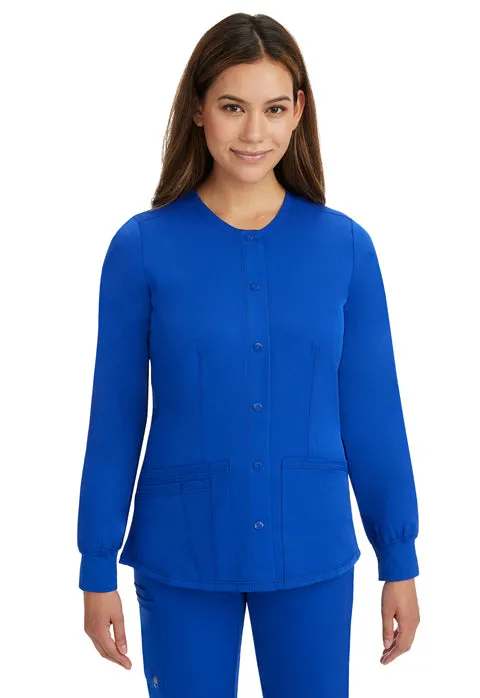 HH Works by Healing Hands Women's Megan Button Front Solid Scrub Jacket 5500