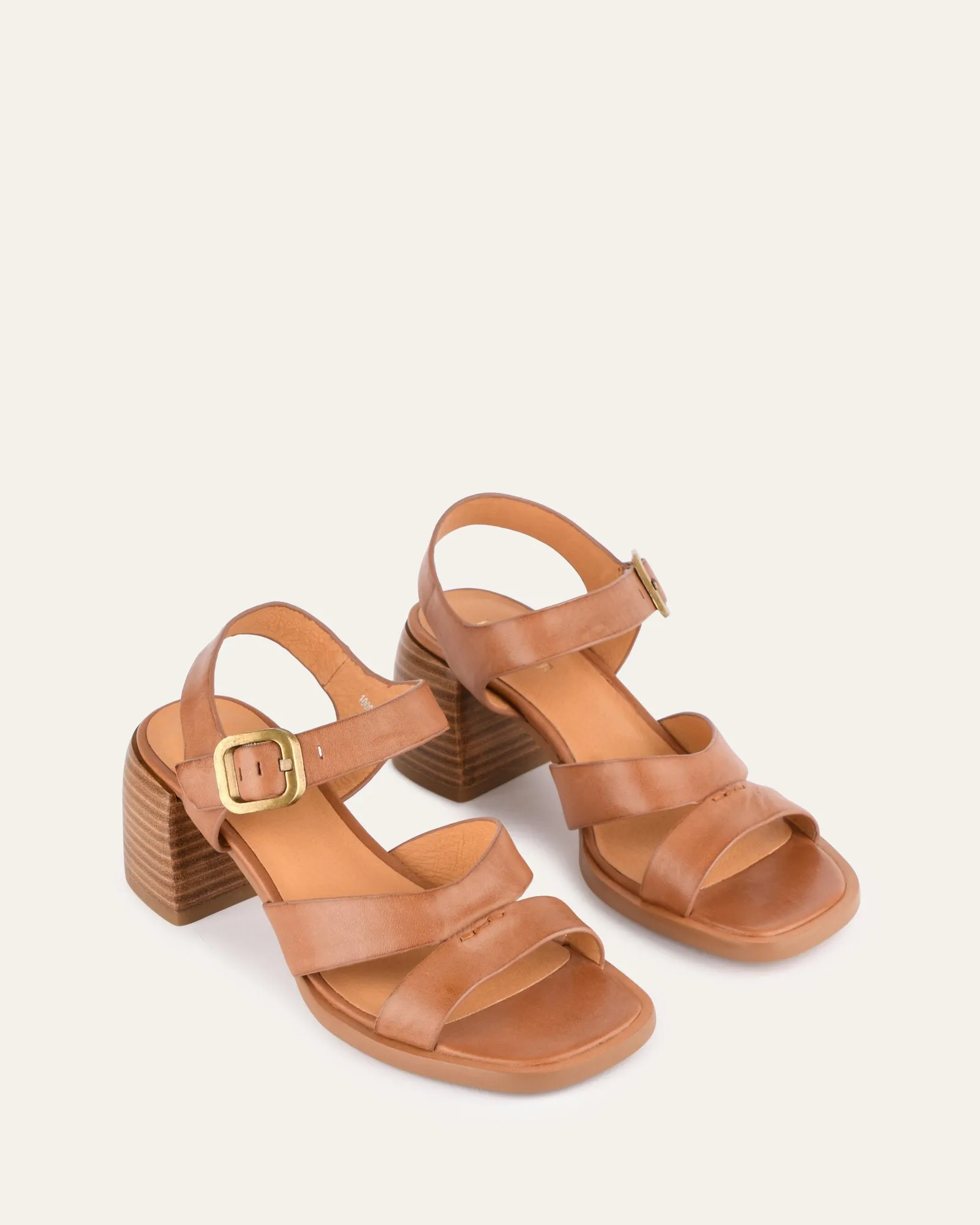 IMOGEN MID HEEL SANDALS BRANDY LEATHER