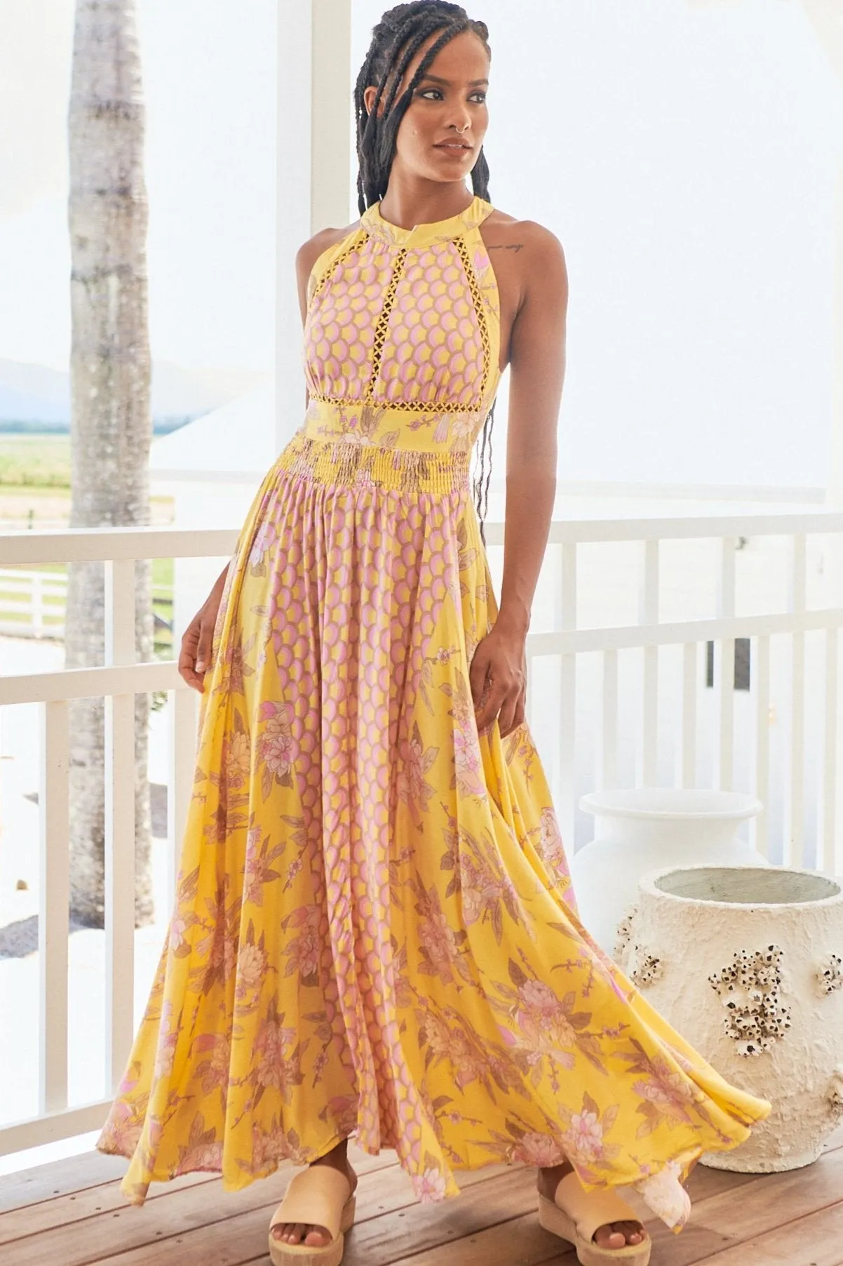 Jada Maxi Dress - Yellow/Pink