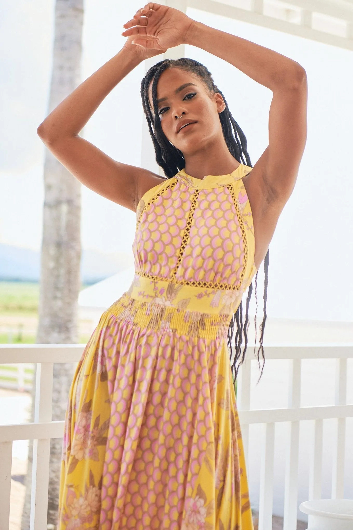 Jada Maxi Dress - Yellow/Pink