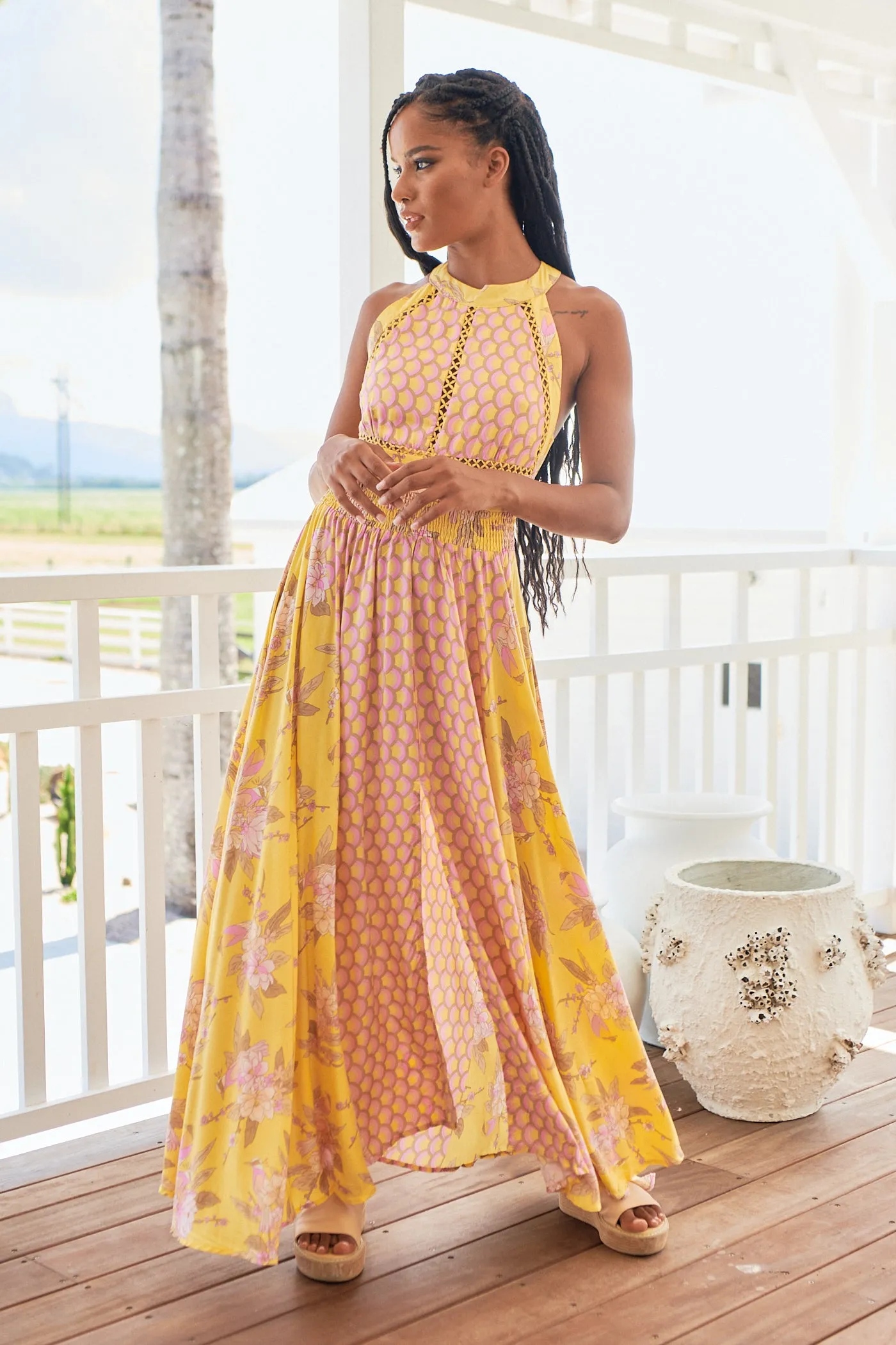 Jada Maxi Dress - Yellow/Pink