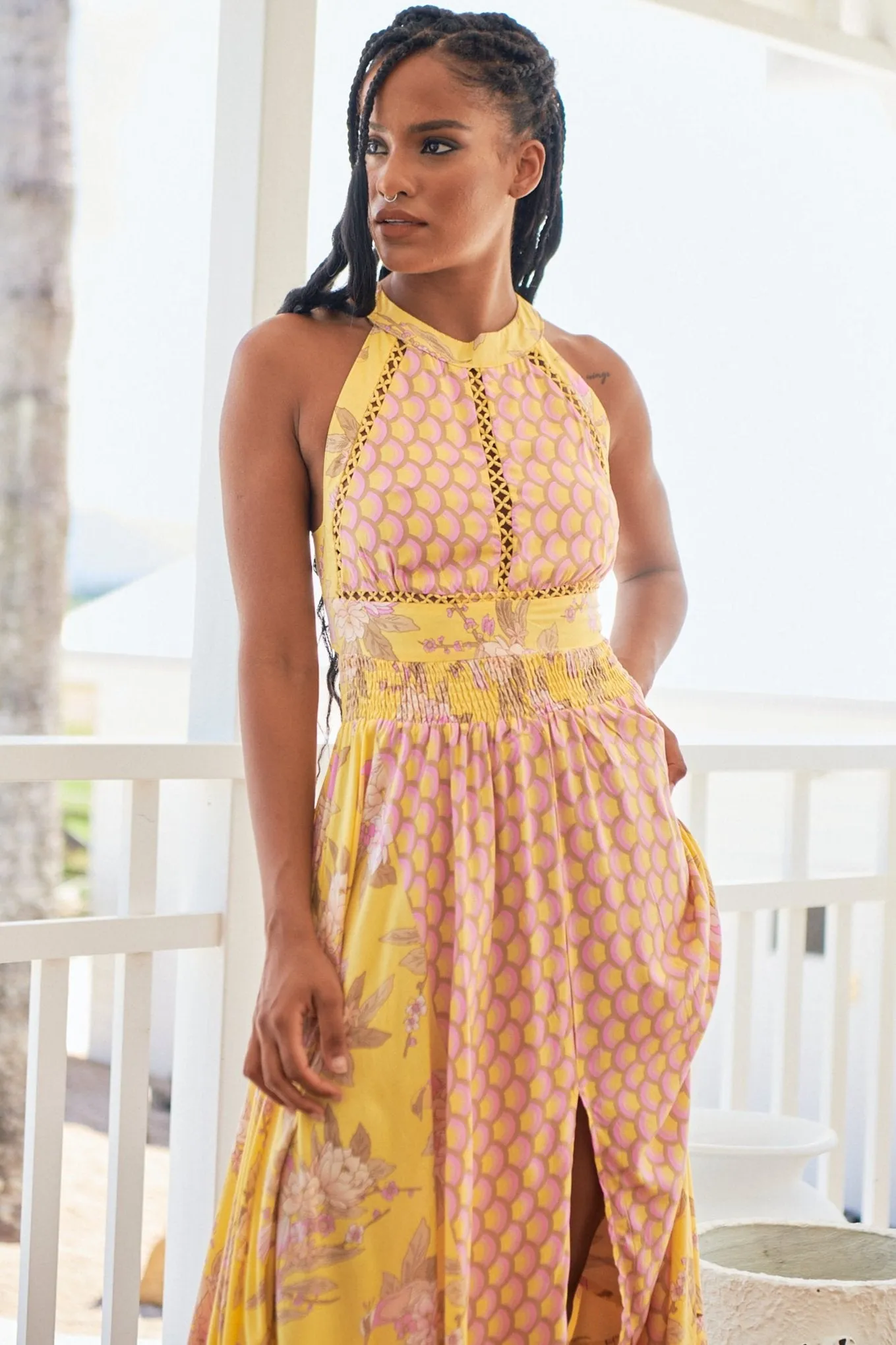 Jada Maxi Dress - Yellow/Pink