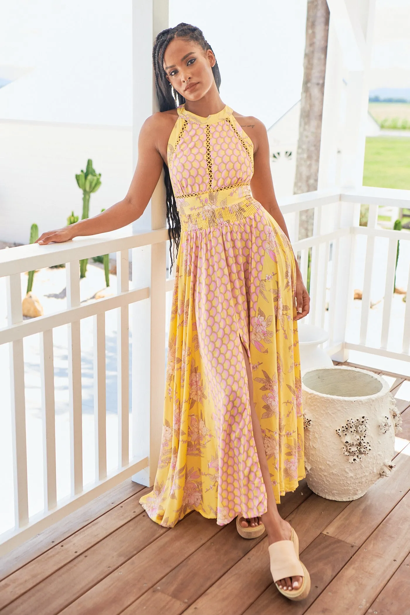 Jada Maxi Dress - Yellow/Pink