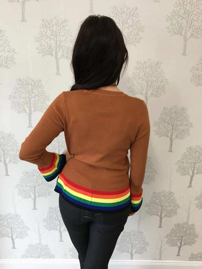 Jane Bronze Rainbow Peplum Hem Jumper