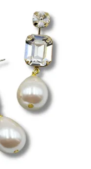 Jasmine Teardrop Crystal and Pearl Earring