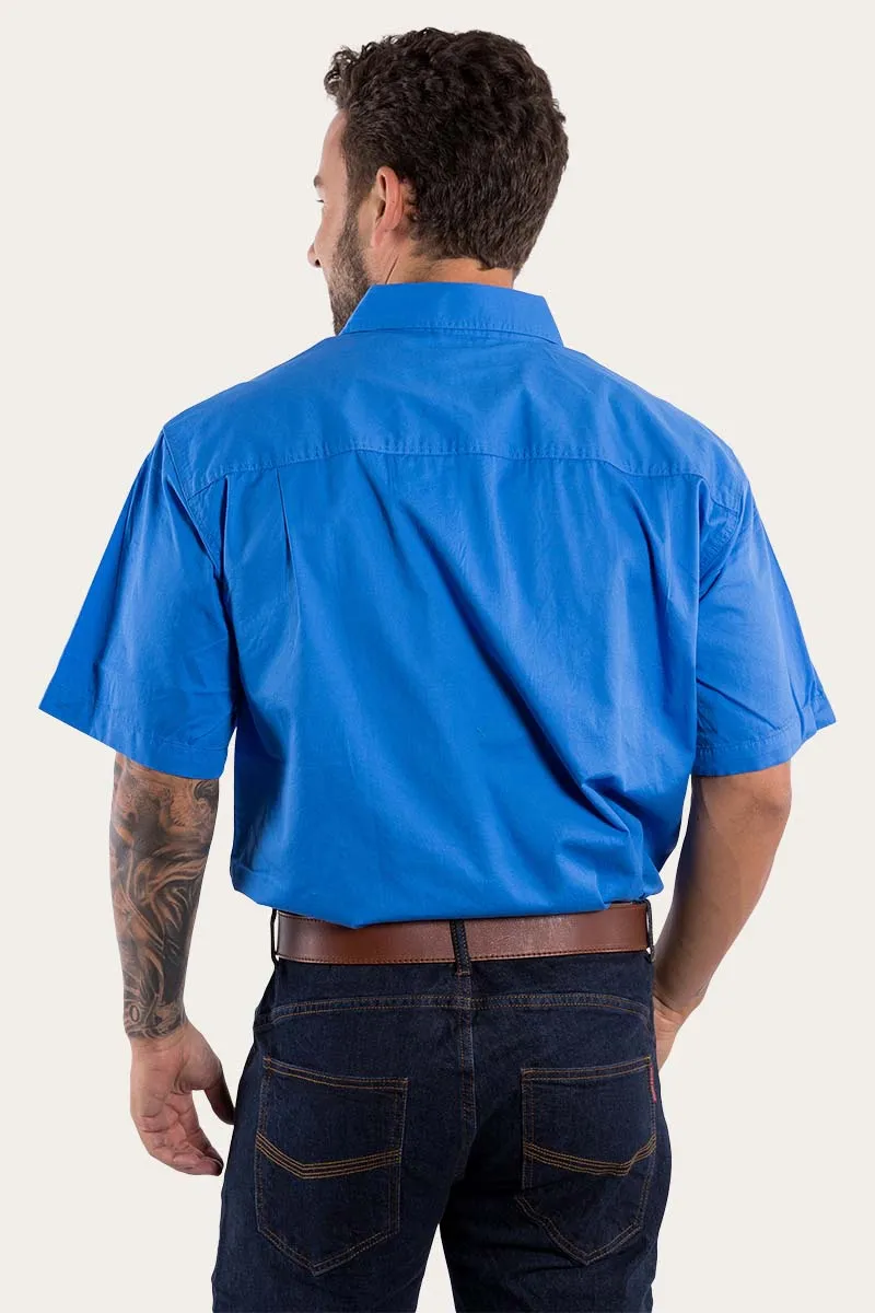 Lake Argyle Mens Short Sleeve Full Button Work Shirt - Blue