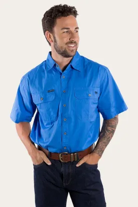 Lake Argyle Mens Short Sleeve Full Button Work Shirt - Blue