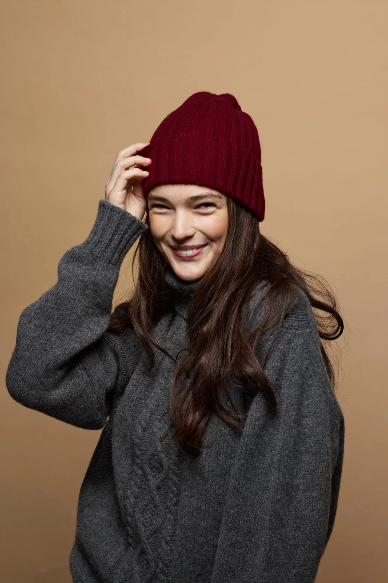 Lambswool Beanie Hat - Burgundy