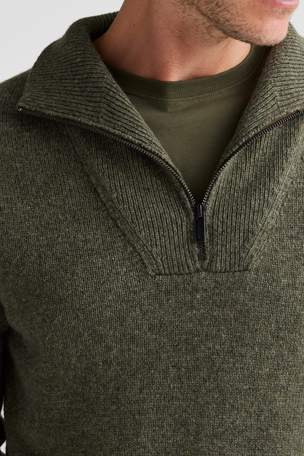 Lambswool Half Zip - Olive