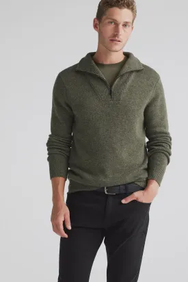 Lambswool Half Zip - Olive