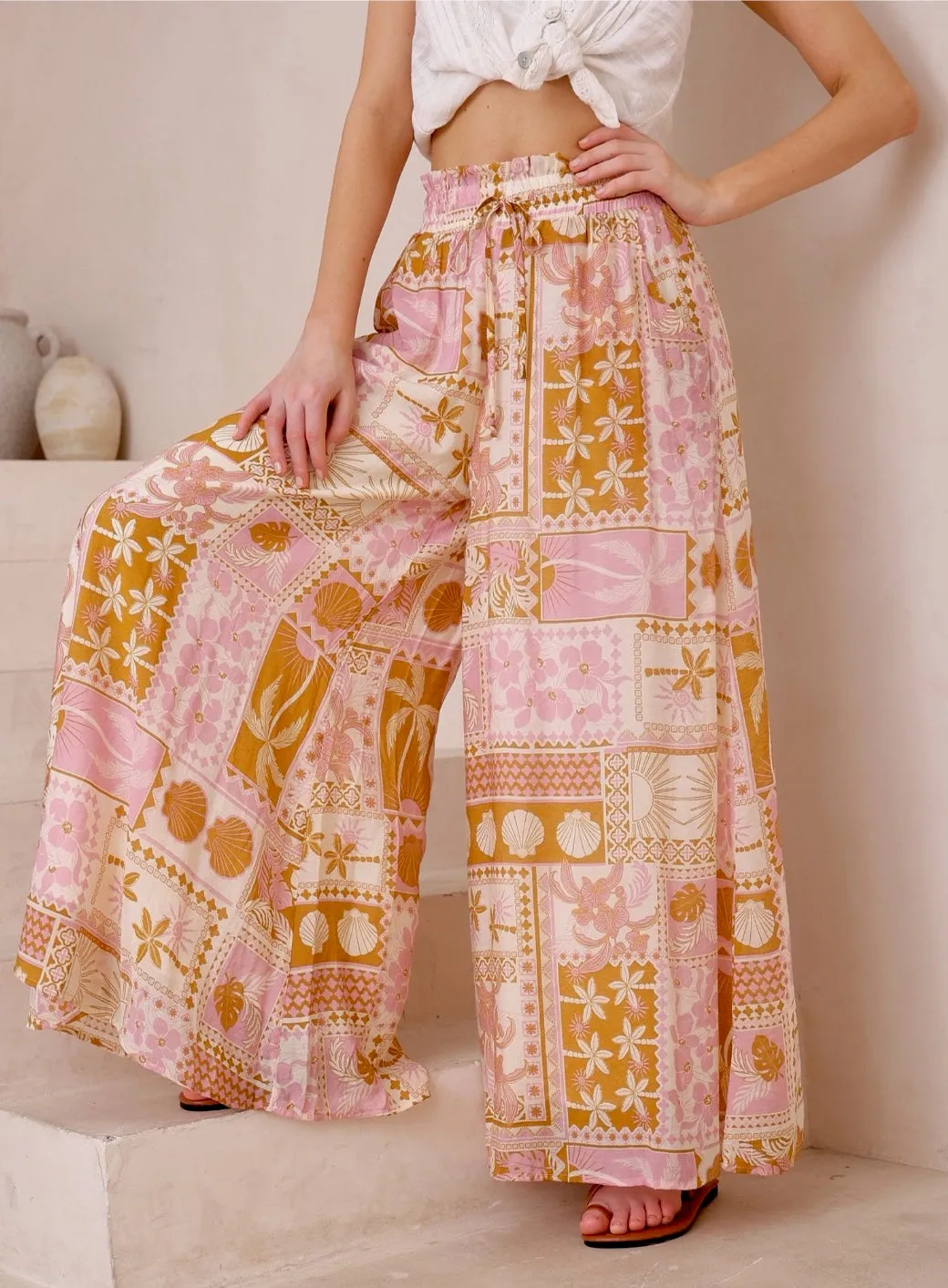 Lena Pants - Pink/Beige