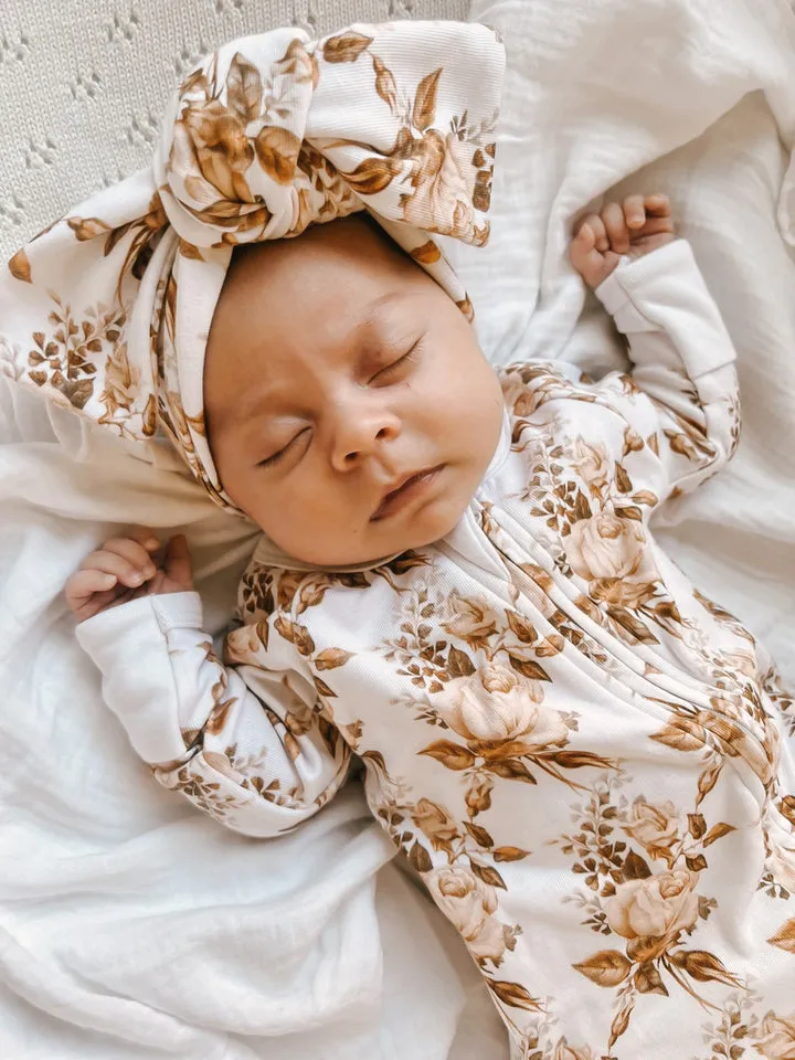 Little B's Nursery | Vintage Floral Romper & Turban Set