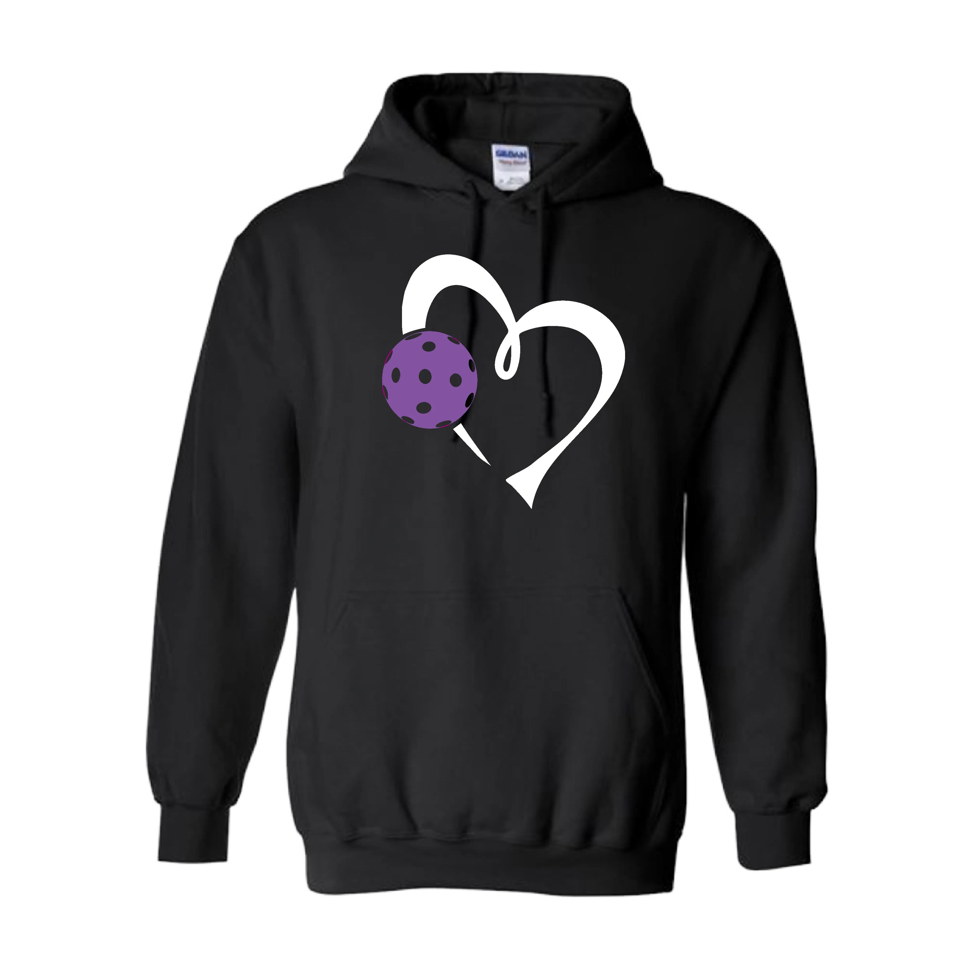 Love Pickleball Heart (Purple) | Unisex Hoodie Pickleball Sweatshirt | 50% Cotton 50% Polyester