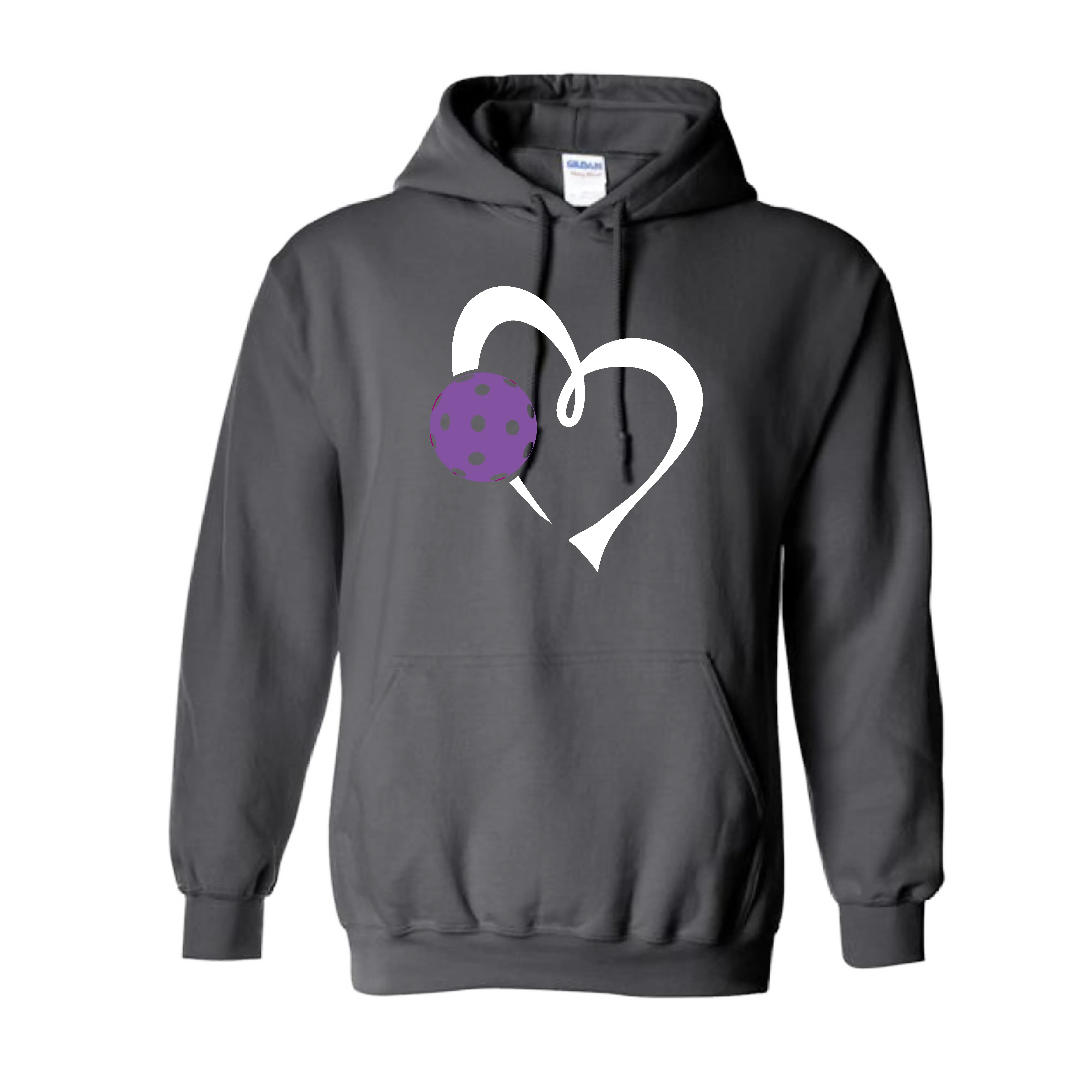 Love Pickleball Heart (Purple) | Unisex Hoodie Pickleball Sweatshirt | 50% Cotton 50% Polyester