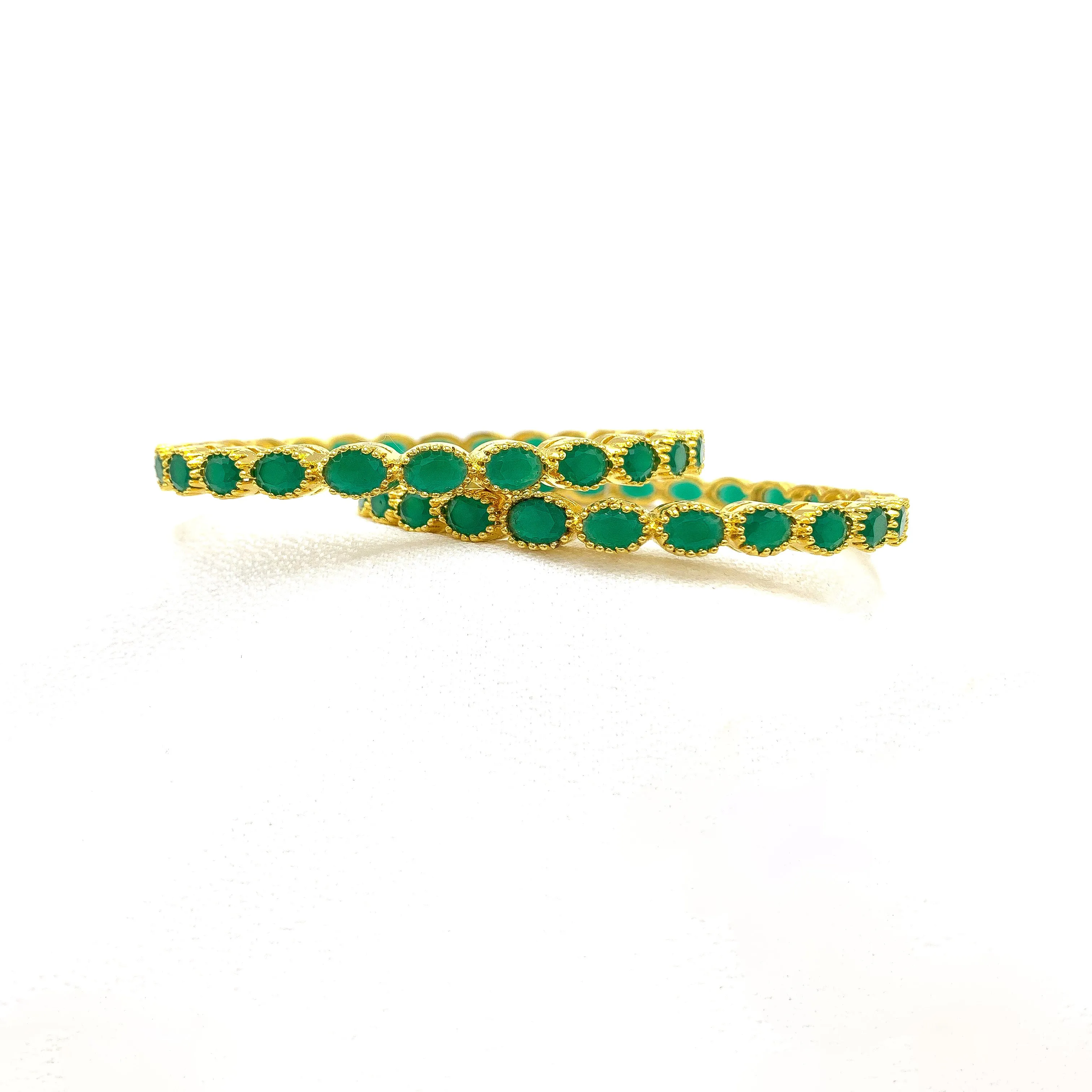 Lustrous Green Zircon (CZ) stone Bangles