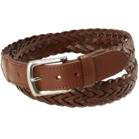 Maxwell Braided Leather Belt Dark Tan