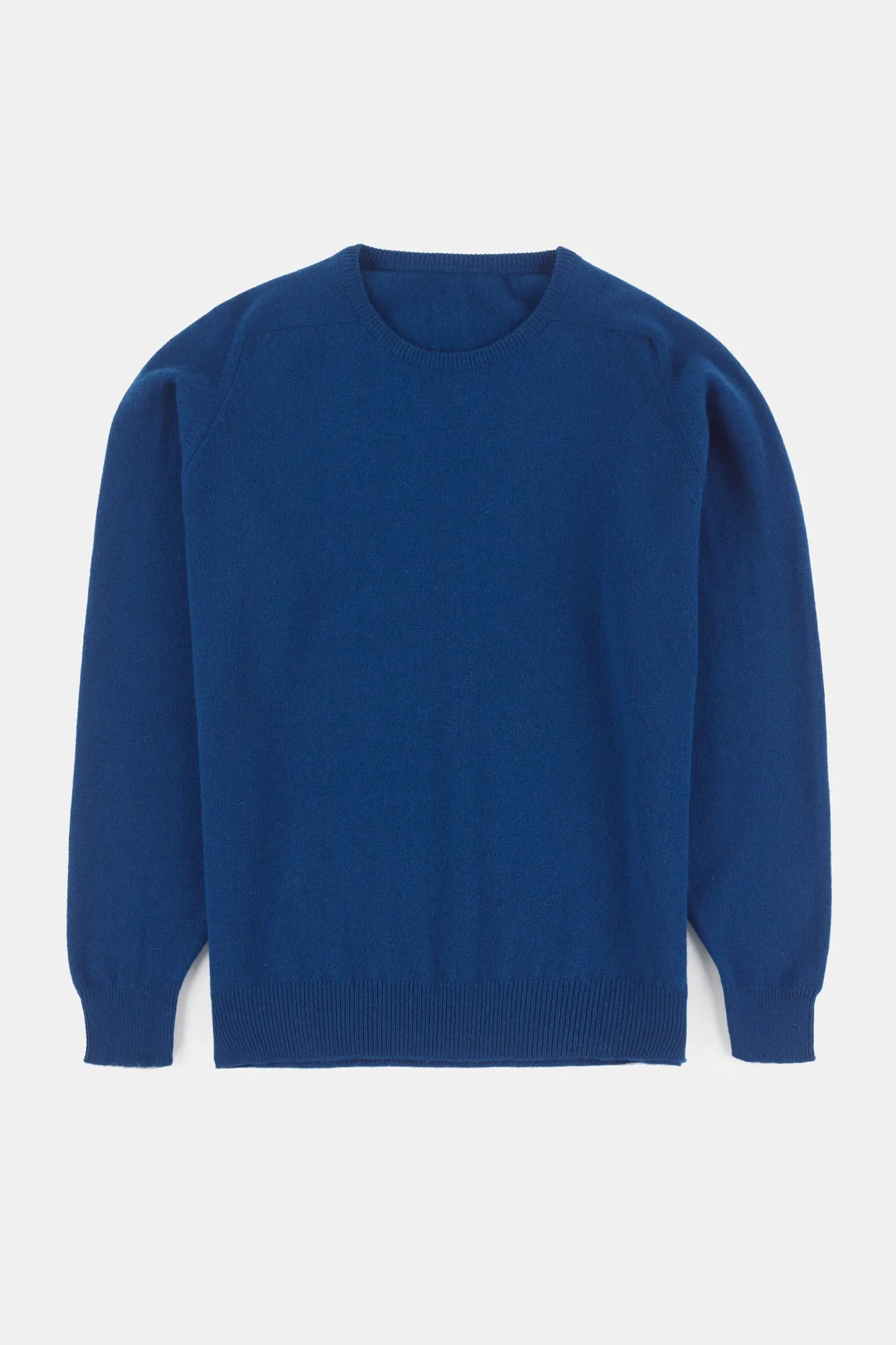 Men's Lambswool Saddle Shoulder Crew Neck - Bright Blue