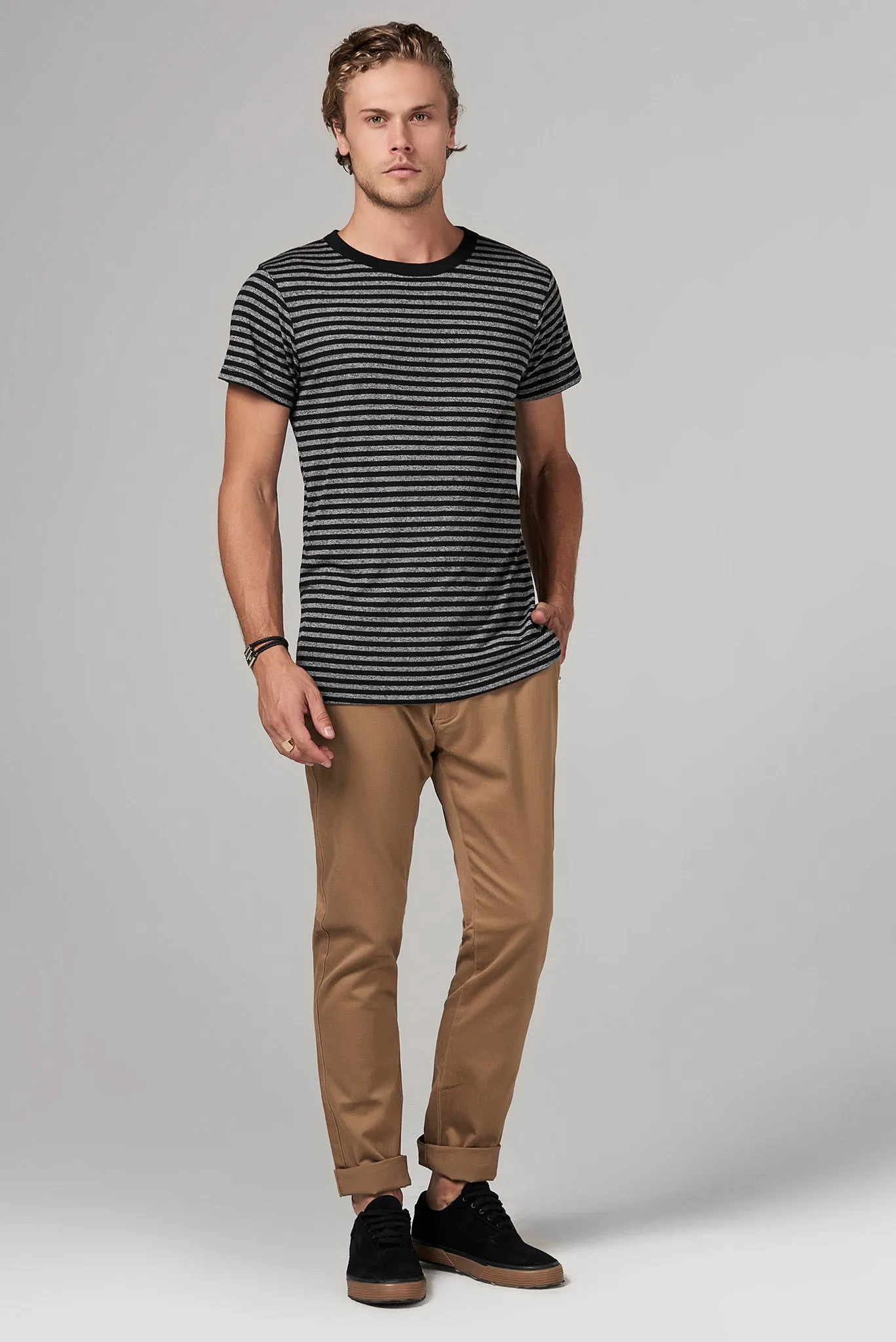 Men's Relaxed Crew Neck Tee - Quarter Stripe