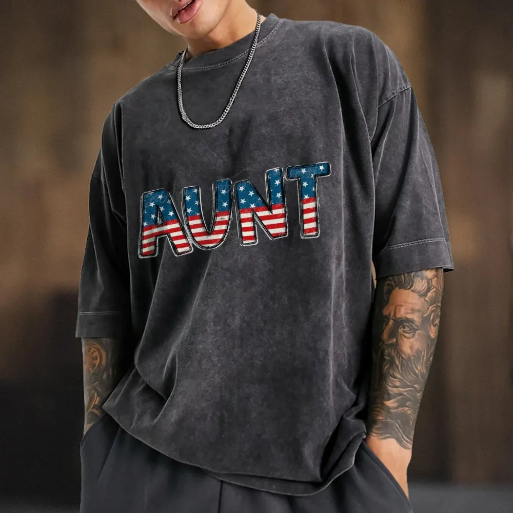 Mens Vintage American Flag Print Tee