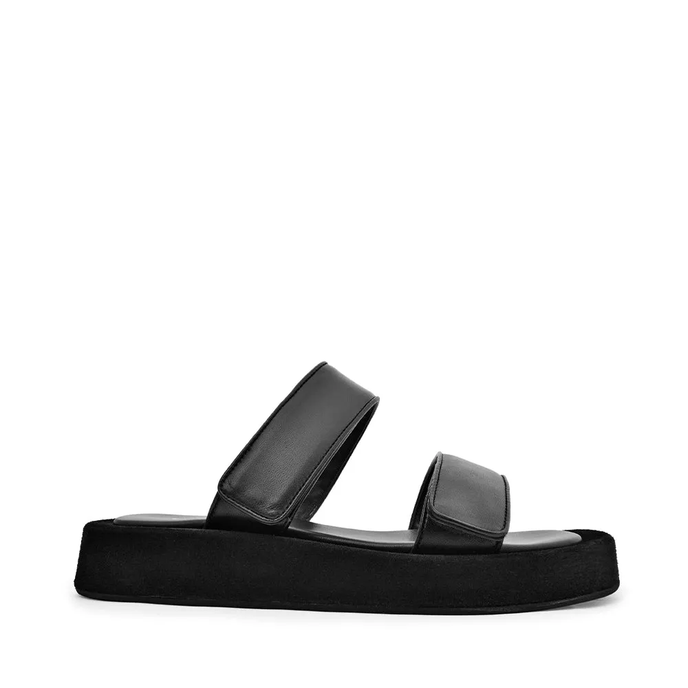 Mila Black Leather Straps Sandals