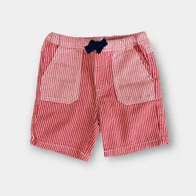 Mini Boden Marine Ticking Stripe Red Shorts 6-12 Months NWT