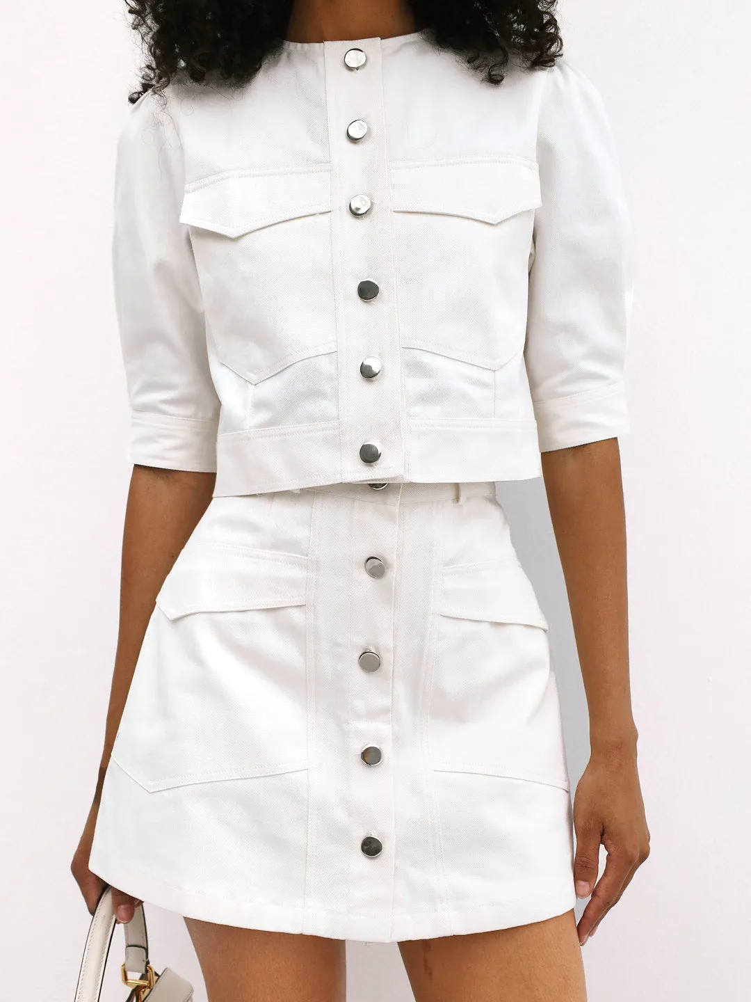 Monaco Summer Denim Skort | White