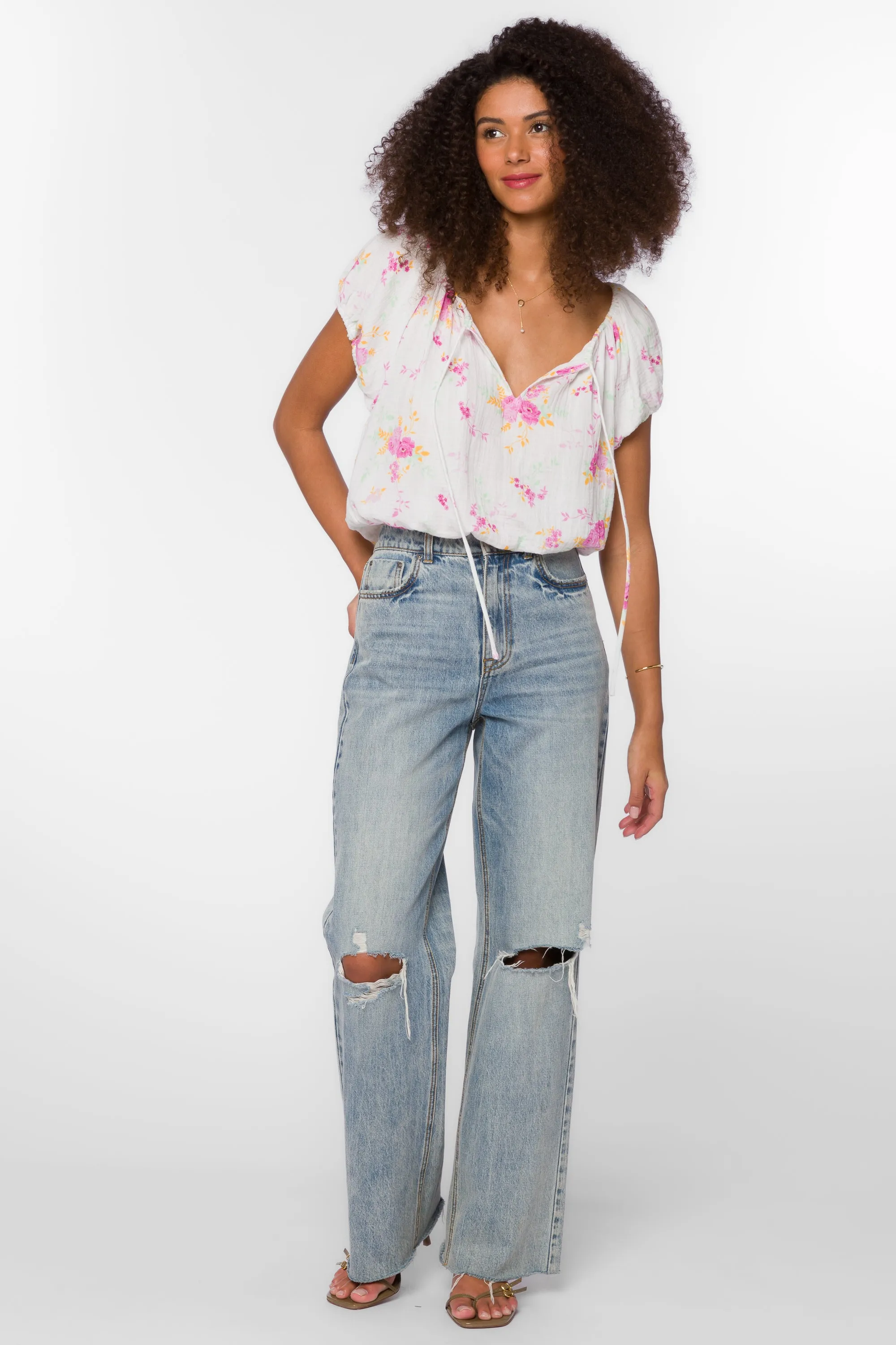 Neema Pink Summer Roses Top