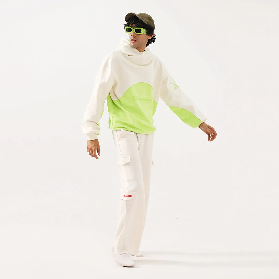 Neon Oversized Boxy Funnel Spliced Hoodie