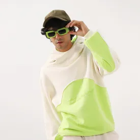 Neon Oversized Boxy Funnel Spliced Hoodie