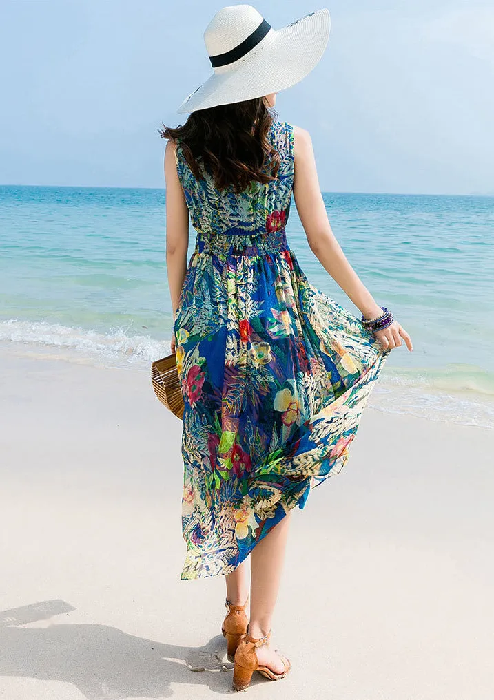 New Silk Floral  Summer Vacation Beach Casual Dresses