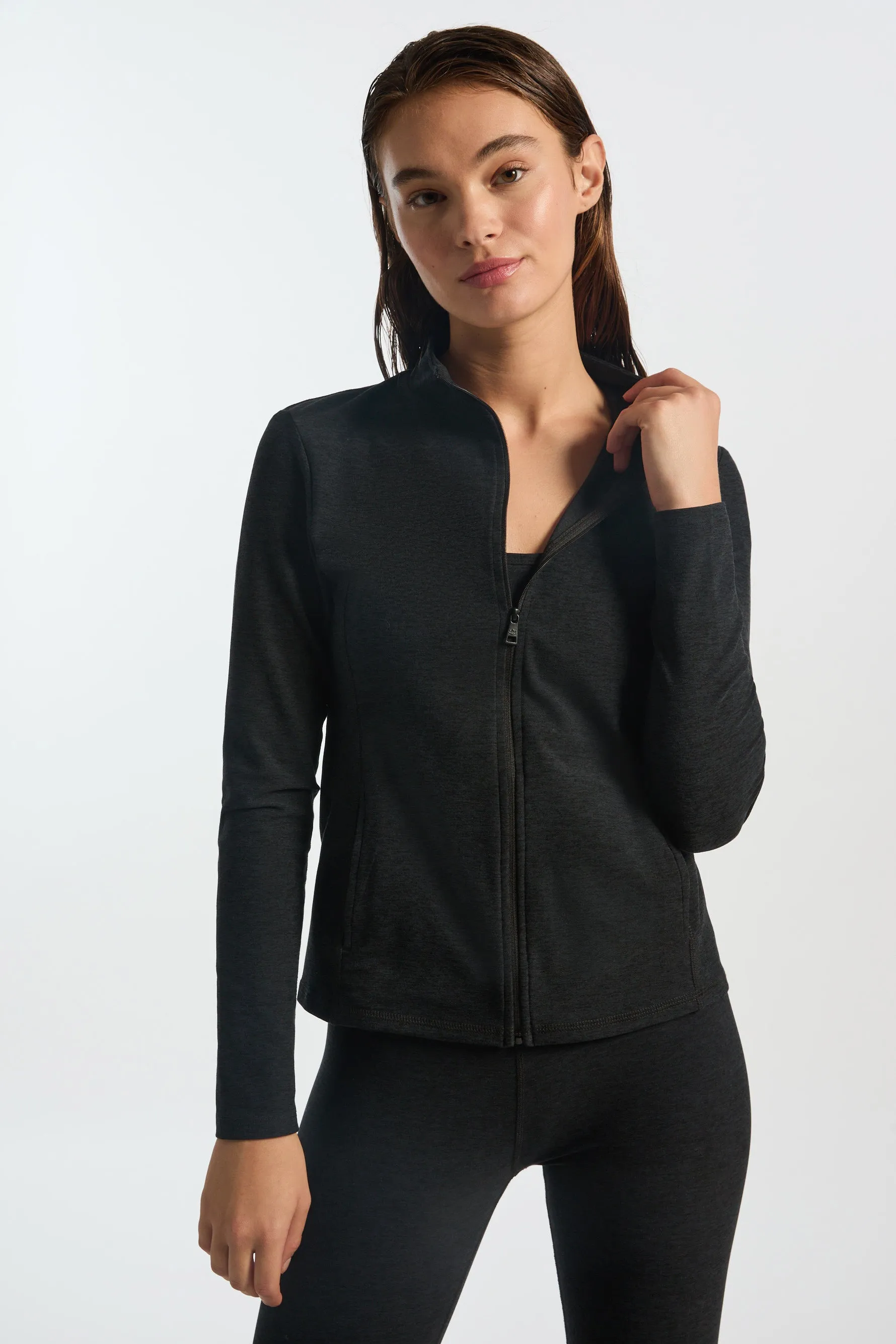 On The Go Mock Neck Jacket - Darkest Night