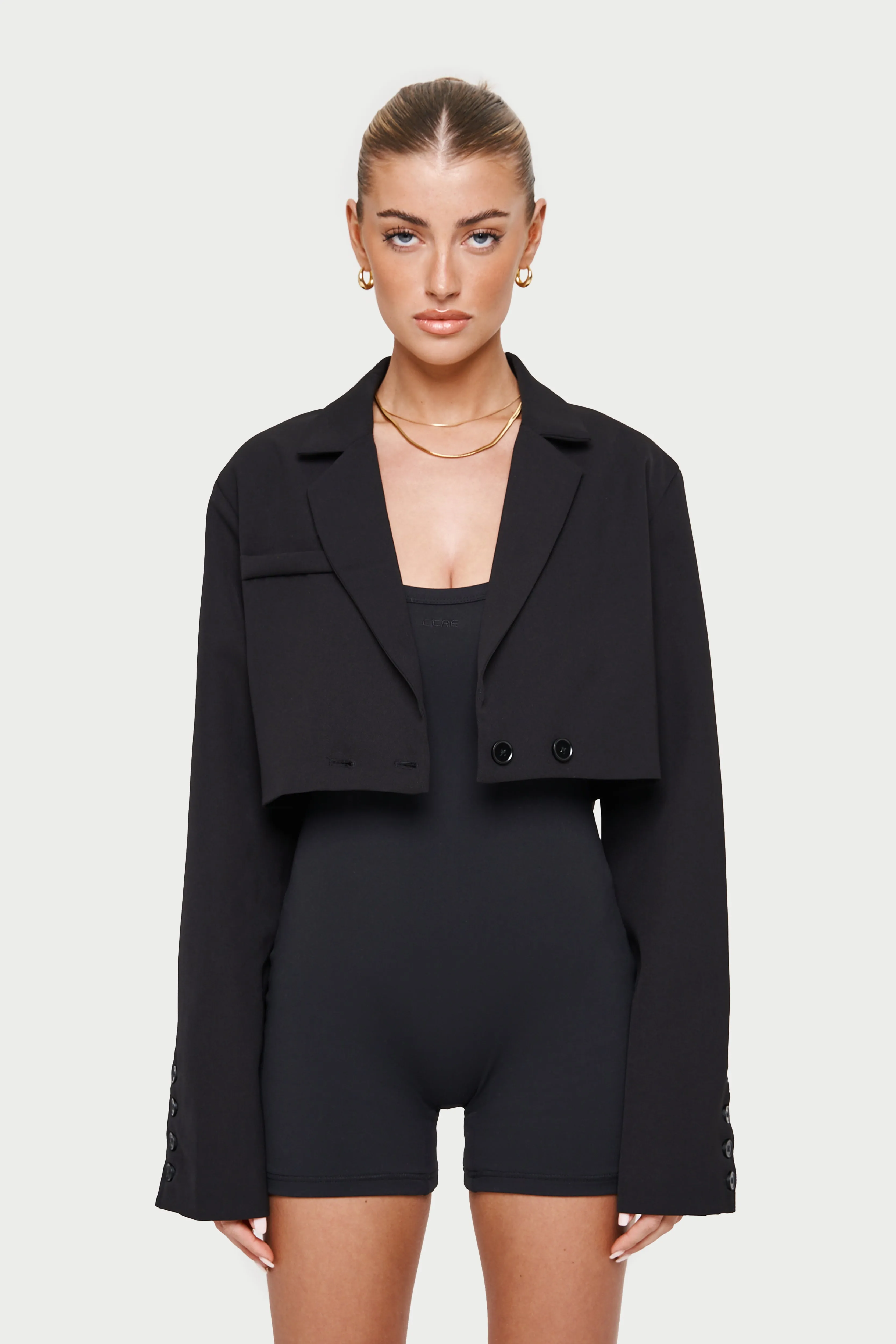 OVERSIZED CROPPED BLAZER - BLACK