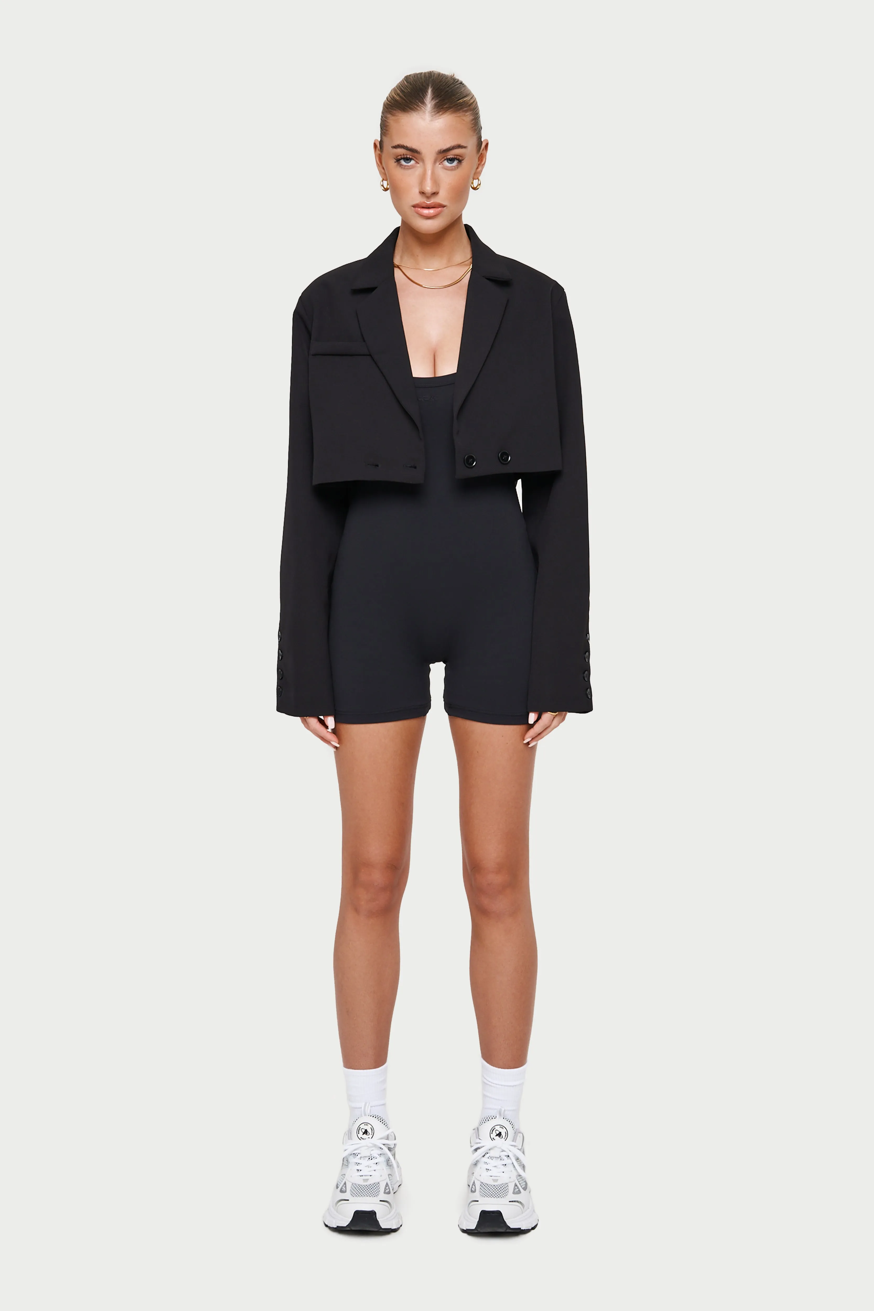 OVERSIZED CROPPED BLAZER - BLACK