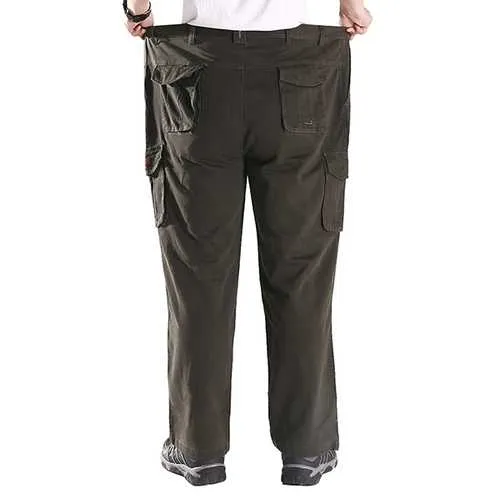 Plus Size 44-54 Multi Pockets Overalls Pants Fat Guy Cotton Casual Outdoor Pants