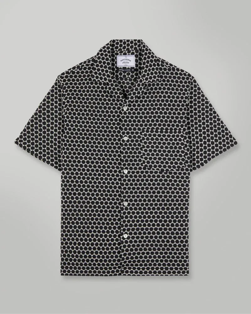 Portuguese Flannel Folclore Short Sleeve Shirt - Black