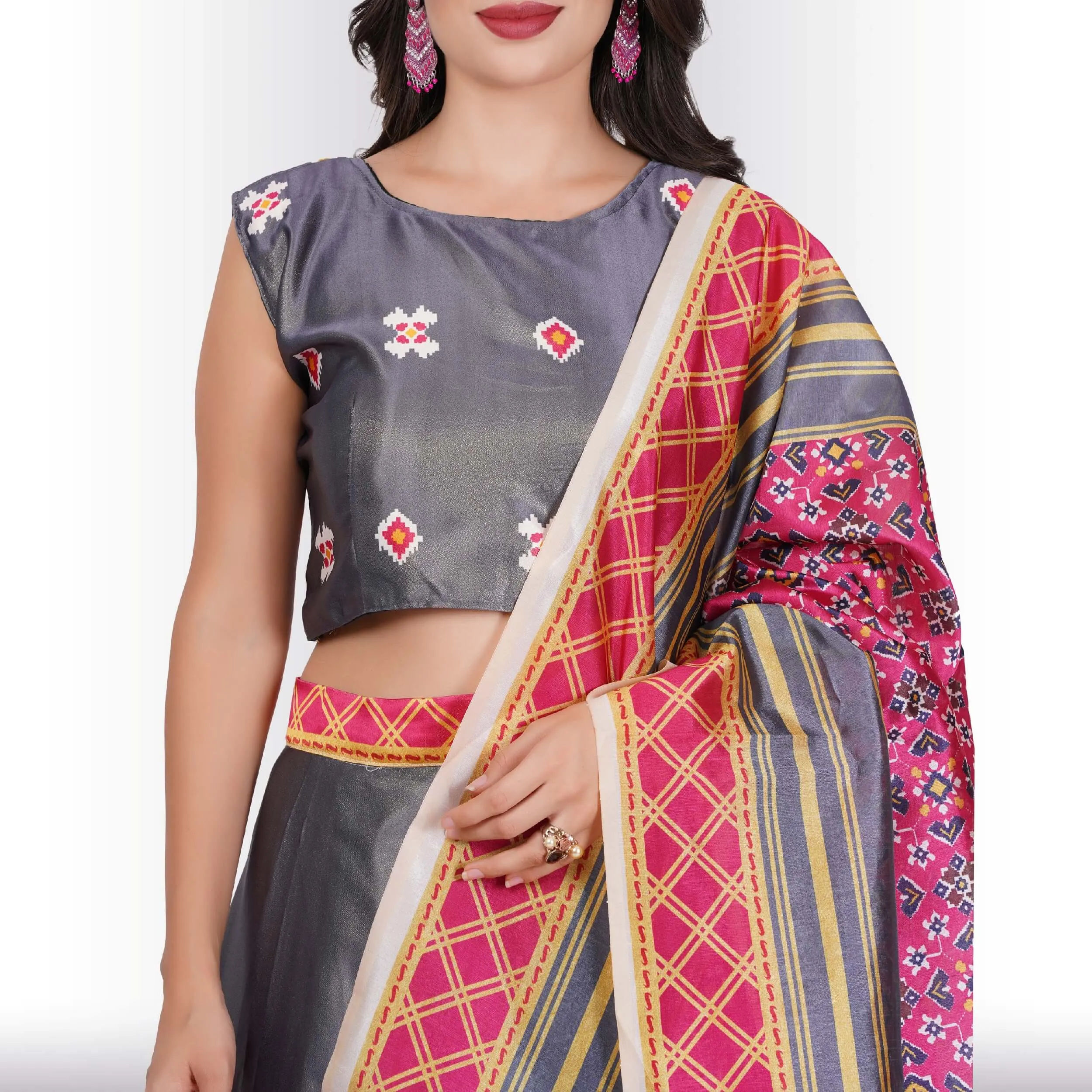 Printed Lehenga Sets with Contrast Duppatta