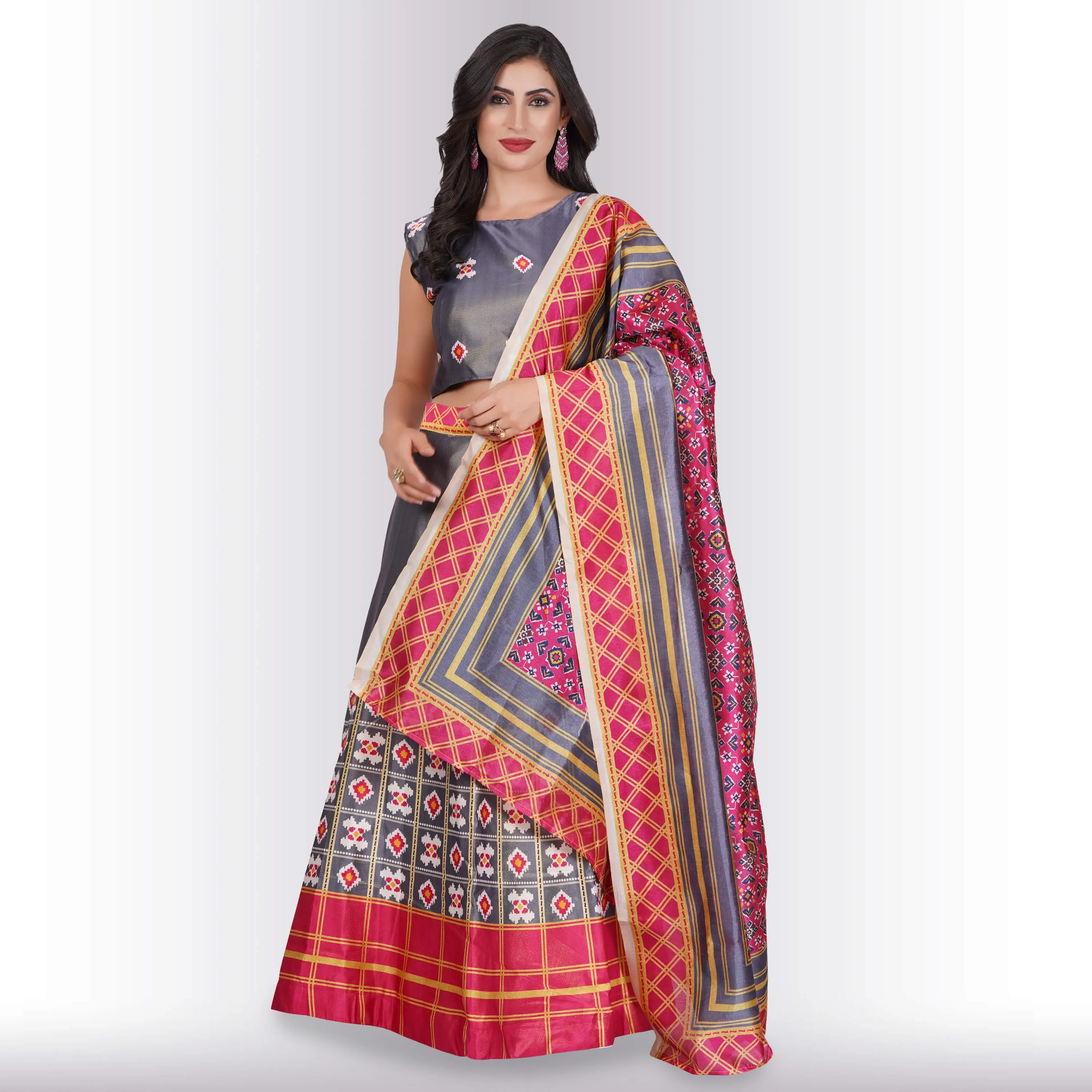 Printed Lehenga Sets with Contrast Duppatta