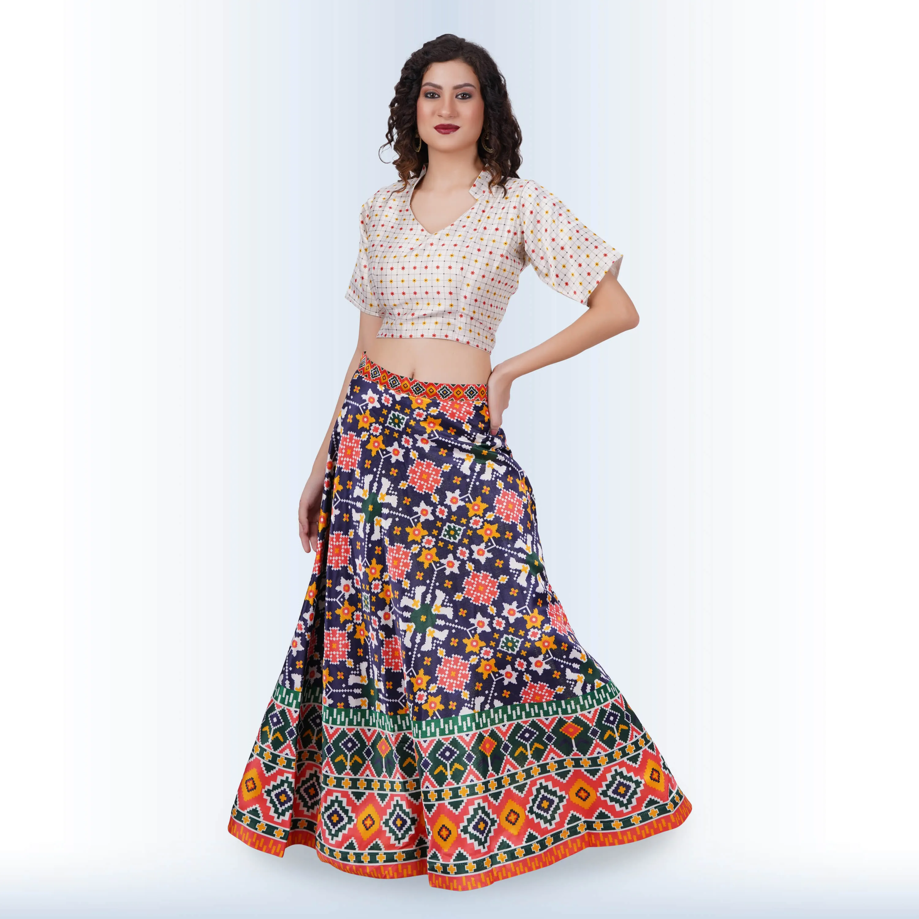 Printed Lehenga Sets with Contrast Duppatta