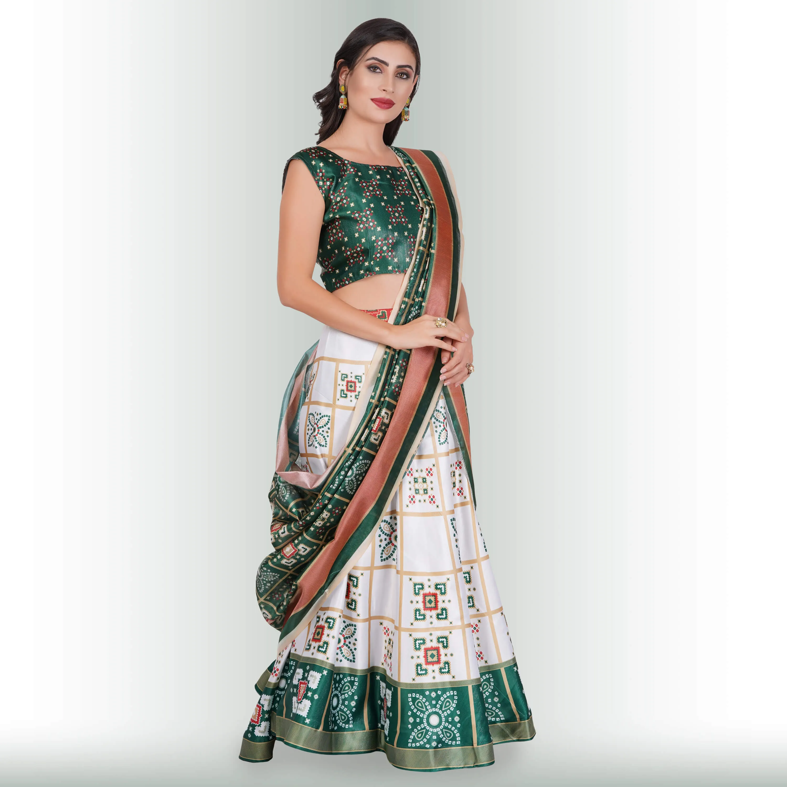 Printed Lehenga Sets with Contrast Duppatta