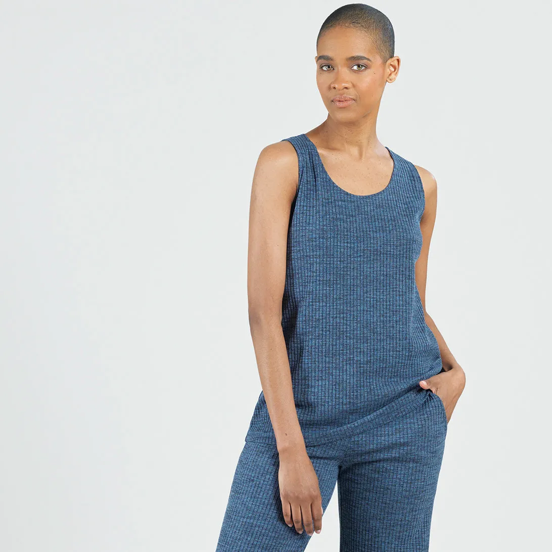 Ribbed Peach Knit - Cardigan & Tank Twinset - Denim - Final Sale!