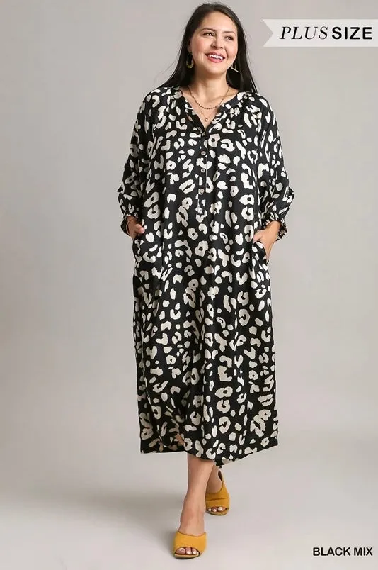 Satin Animal Print Maxi