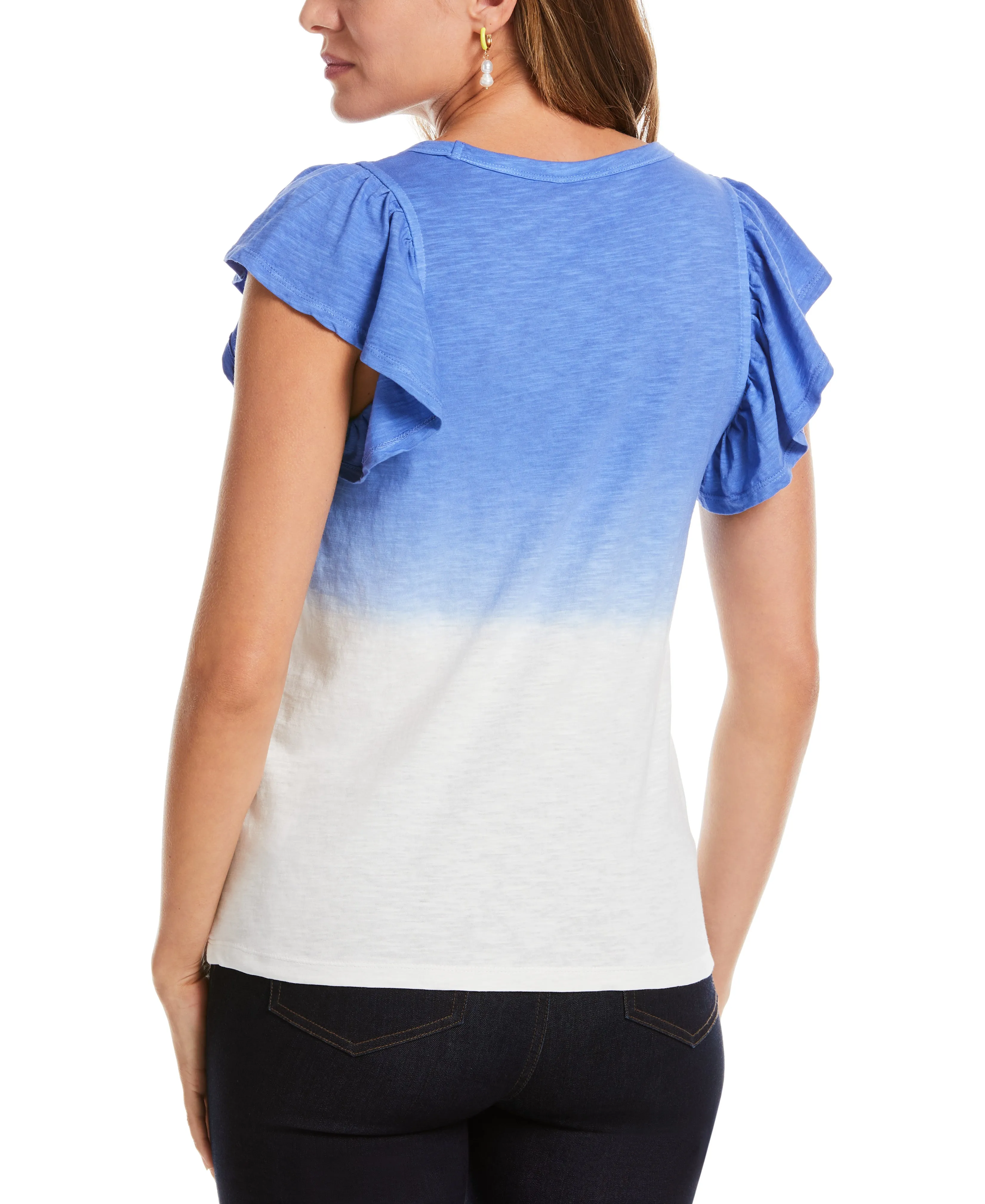 Scoop Neck Ruffle Sleeve Tee